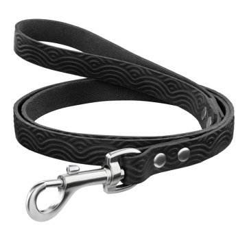 Повідець для Собак Шкіряний Barksi BronzeDog Classic з тисненням Чорний