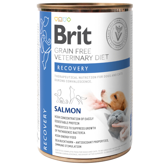Вологий корм Brit VetDiets Recovery для собак і котів під час одужання, відновлення після операції