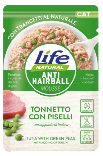 Влажный корм LifeCat anti-hairball tuna with peas с тунцом и горохом для кошек для контроля волосяных шариков 