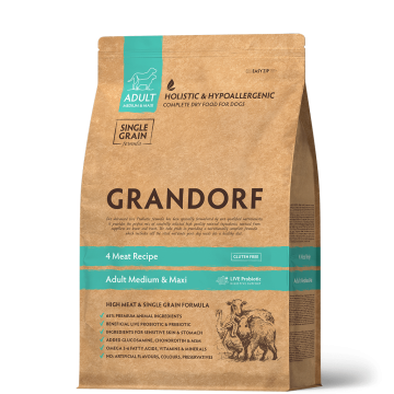 Grandorf White 4 Meat & Brown Rice  4 вида м'яса для дорослих собак всіх порід