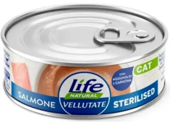 Консерва для кошек VELLUTATE LifeCat sterilized salmon, Лосось для стерилизованных кошек