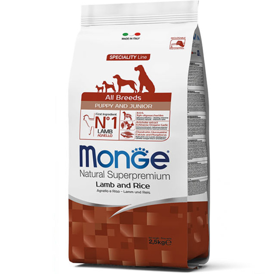 Monge Puppy & Junior All Breeds Lamb, Rice з ягнятком та рисом  для цуценят всіх порід