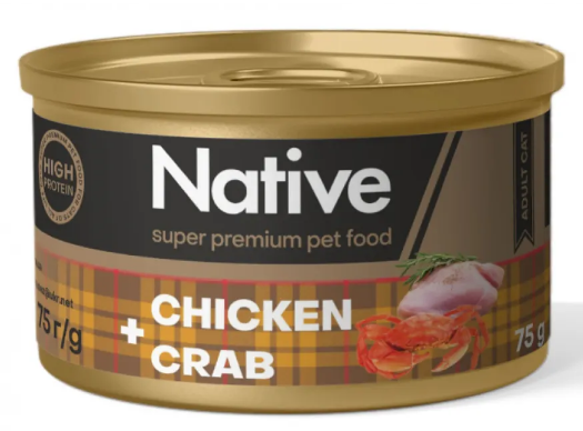 Native Chicken with Crab Adult Cat – натуральный консервированный корм с курицей и крабом для кошек