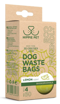Біорозкладні пакети HIPPIE PET для прибирання за тваринами, з ароматом лимона