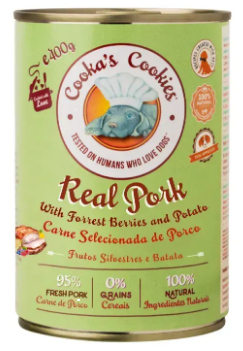 Натуральный влажный корм для собак Cooka's Cookies 95% Свинина с лесными ягодами и картофелем 