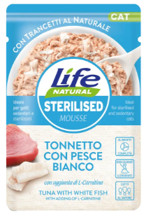 Влажный корм LifeCat sterilized tuna with white fish с тунцом и белой рыбой для стерилизованных кошек 