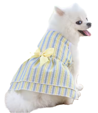 Літня сукня для собак Derby Lightness, смугаста, жовтий бант